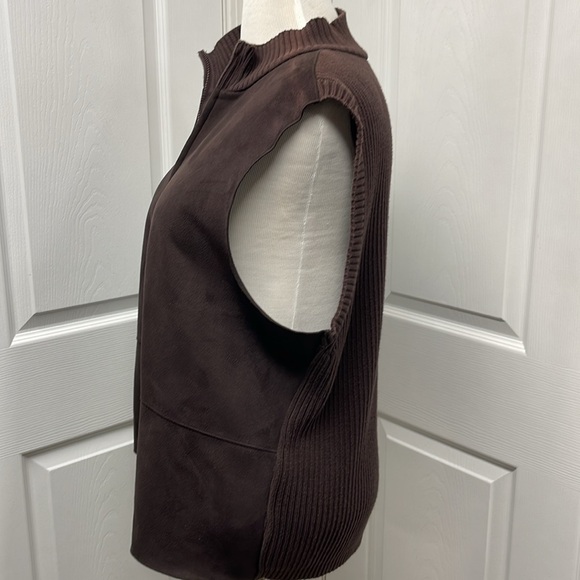 J.Jill Faux Suede Knit Expresso Brown Zippered Vest XL - Picture 4 of 9